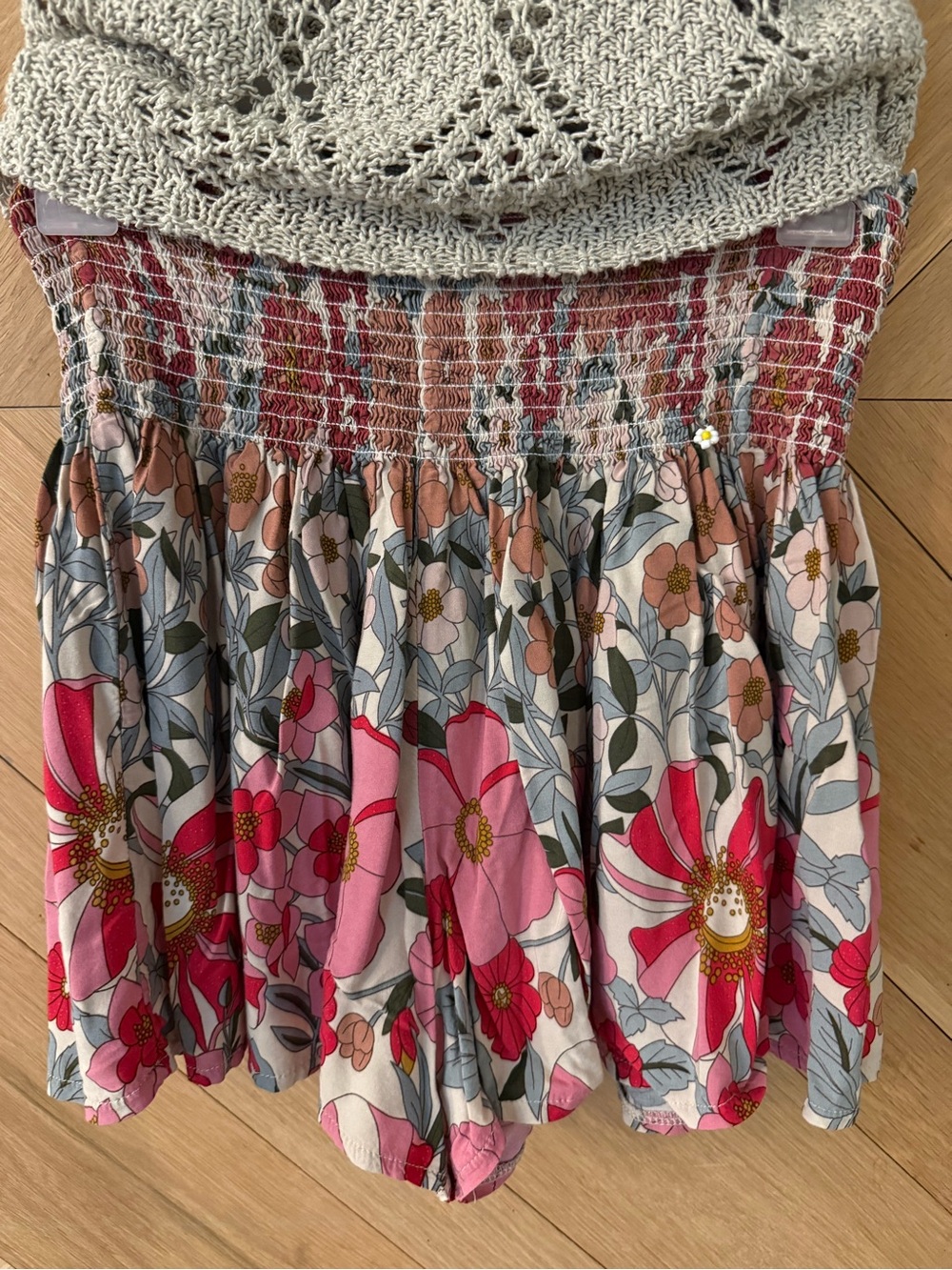 NATURAL LIFE Pink Floral Smocked Circle Skirt